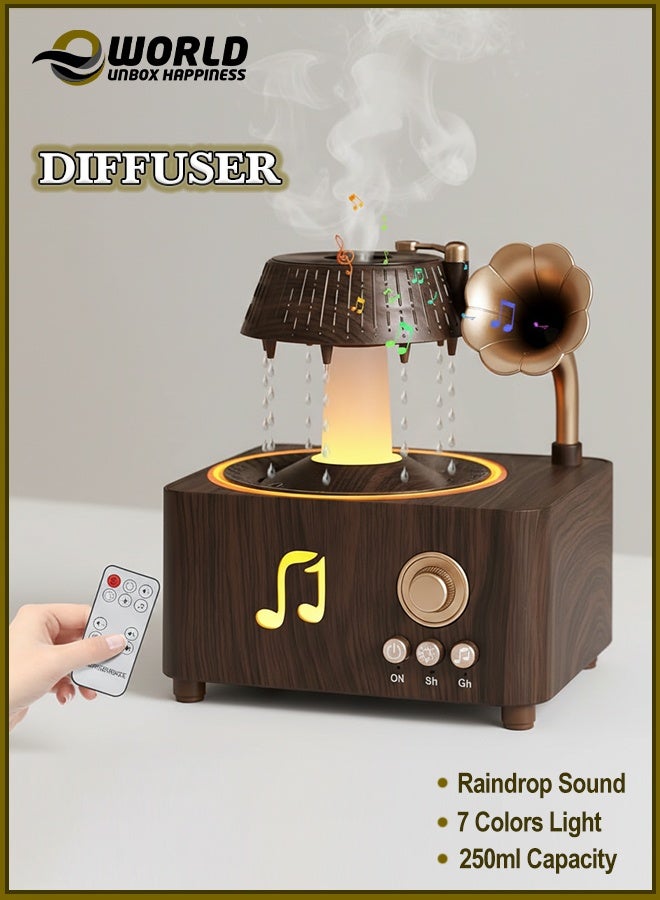 Eworld Rain Drop Humidifier 250ml Cool Mist & Essential Oil Diffuser | Bluetooth Speaker with Raindrop Sound & Natural White Noise | 7-Color LED Night Light | Auto Shut-Off | Bedroom Home Office | 17 × 18.8 × 14.5 cm - Image 1